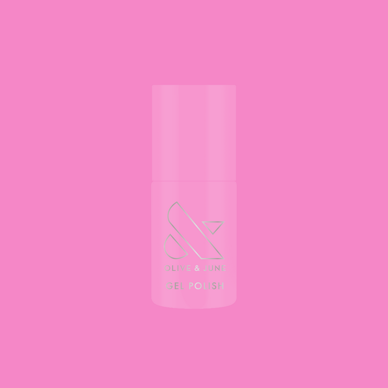 Permanent Vacation - Gel bright pink gel polish bottle on pink background for a vibrant mani or pedicure option
