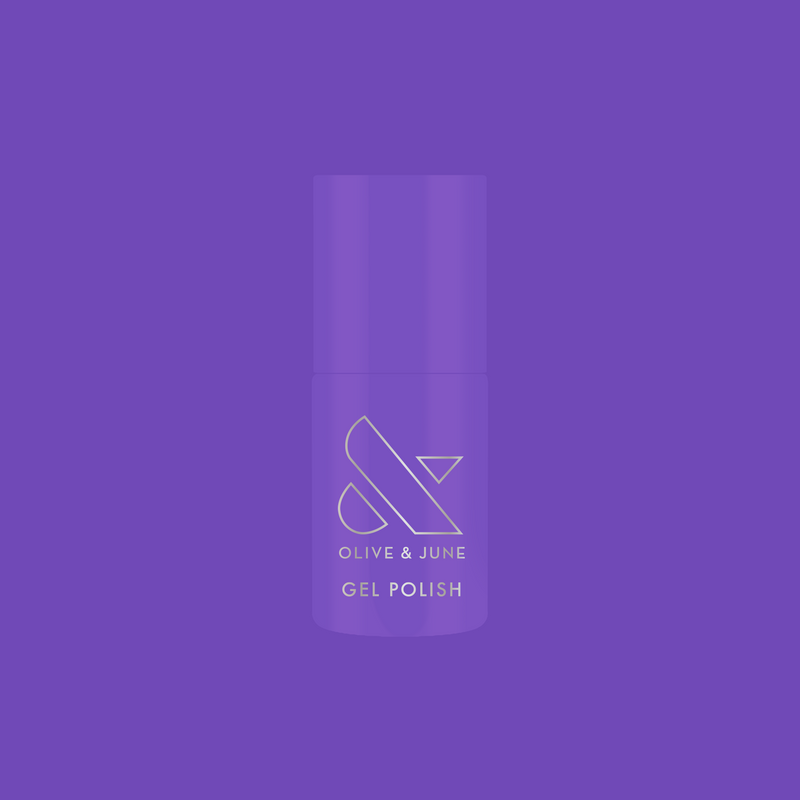 Wish You Were Here - Gel vibrant violet gel polish bottle by Olive and June for glossy at home manicures