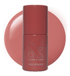 Boysenberry Glass - Gel polish bottle shown with a sheer berry jelly shade for a long-lasting mani by Olive and June
