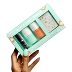 Slam Dunk Set with three vibrant mini gel polishes and floral nail art stickers for easy at-home manicure and nail polish application