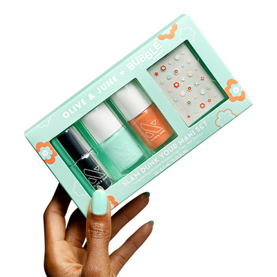 Slam Dunk Set with three long-lasting gel polishes, top coat, and colorful nail art stickers for easy at-home mani Slam Dunk Set  Other
