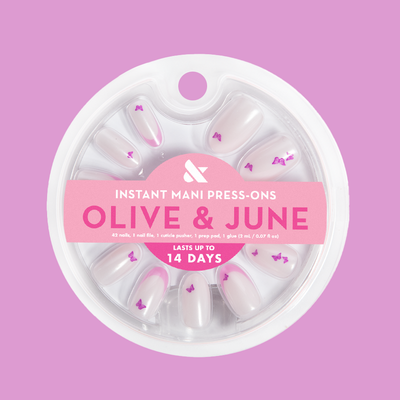 Butterfly Mixed French - Press-On | Medium | Oval 