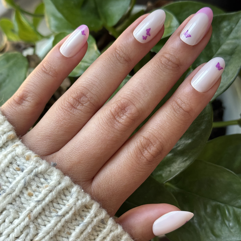 picture of Butterfly Mixed French - Press-On | Medium | Oval