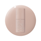 Bottle of CDJ - Gel nail polish by Olive and June in a creamy neutral shade on matching background