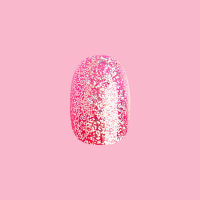 Cherry Super Sparkle - Press On | Short | Round pink glitter press-on false nails in a short round shape manicure set Cherry Super Sparkle - Press On | Short | Round  Press-On