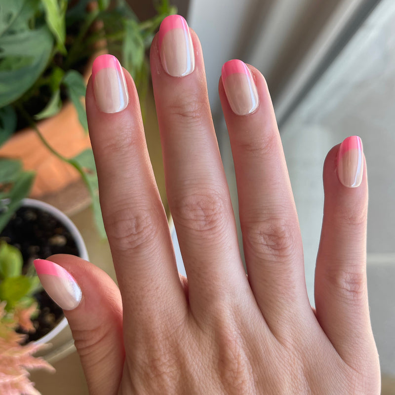 picture of Pink Chrome French - Press-On | Short | Round