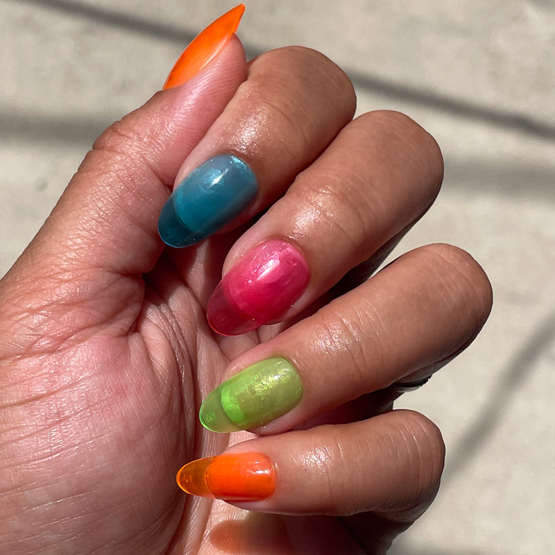 picture of Neon Rainbow Jelly - Press-On | Medium | Oval