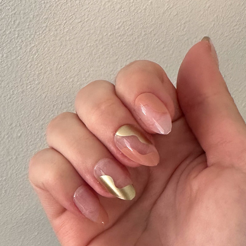 picture of Fall Groovy Swirl - Press-On | Medium | Almond