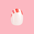 Candy Cane French - Tab Press-On | Extra Short | Round single nail