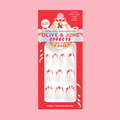 Candy Cane French - Tab Press-On | Extra Short | Round thumbnail