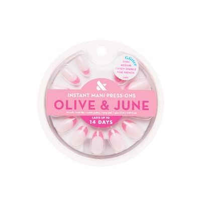 Candy Sparkle Pink French - Press-On | Medium | Oval Candy Sparkle Pink French - Press-On | Medium | Oval  Press-On
