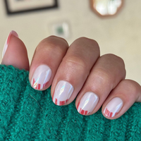 picture of Candy Cane French - Tab Press-On | Extra Short | Round