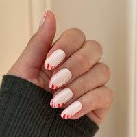 picture of Candy Cane French | Medium | Oval - Tab Press-On