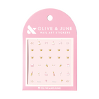 Celebration nail art stickers featuring cake, party hats, bubbles, and festive icons for fun at home manicures