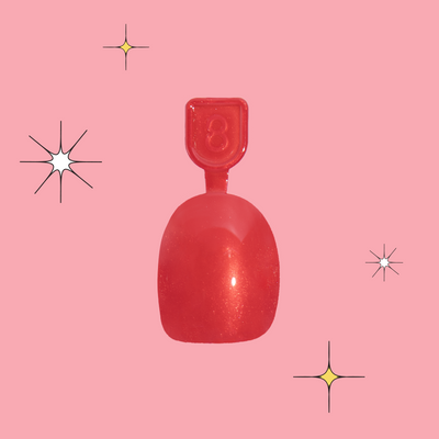 Cherry Chrome Sleigh - Pressies | Extra Short Short | Round showing bright red press-on nails with chrome finish in packaging Cherry Chrome Sleigh - Pressies | Extra Short Short | Round  Pressies
