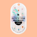 Chrome Burst - Press-On | Medium | Almond neutral almond press-on nails with colorful chrome starburst accents in clear packaging