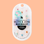 Chrome Burst - Press-On | Medium | Almond neutral almond press-on nails with colorful chrome starburst accents in clear packaging