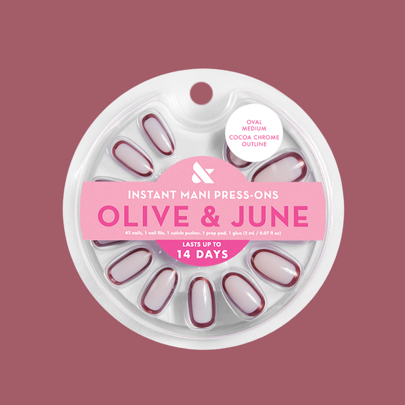 Cocoa Chrome Outline - Press-On | Medium | Oval 