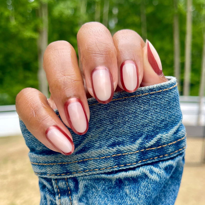 picture of Cocoa Chrome Outline - Press-On | Medium | Oval