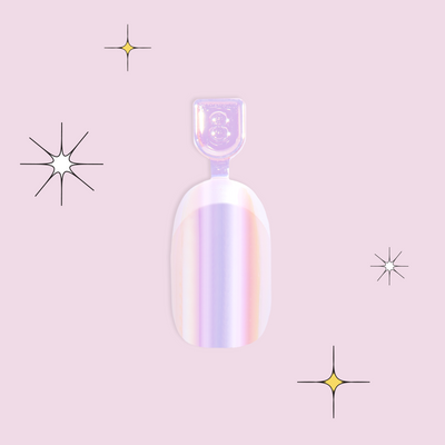 Cool in Chrome French - Pressies | Short Medium | Round with iridescent chrome shimmer press-on nails in kid-friendly packaging Cool in Chrome French - Pressies | Short Medium | Round  Pressies