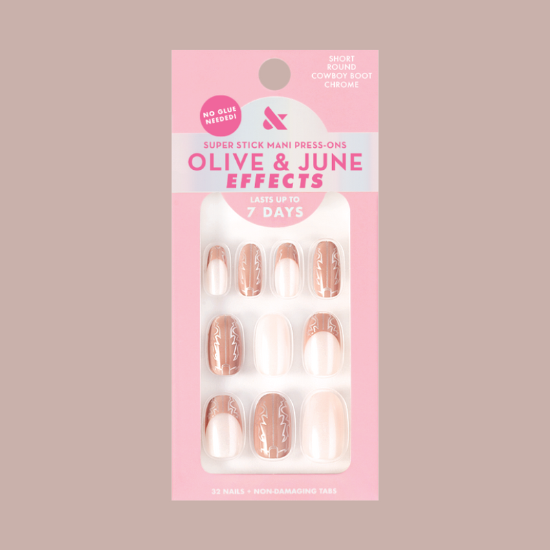 Cowboy Boot Chrome | Short | Round - Tab Press-On 