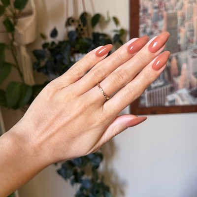 Creme Caramel - Builder Gel display on hand