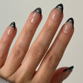 Crossbones Glitter French - Press-On | Medium | Almond single nail ugc