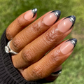 Crossbones Glitter French - Press-On | Medium | Almond thumbnail
