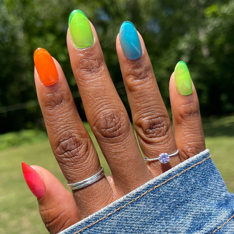 picture of Neon Rainbow Jelly - Press-On | Medium | Oval