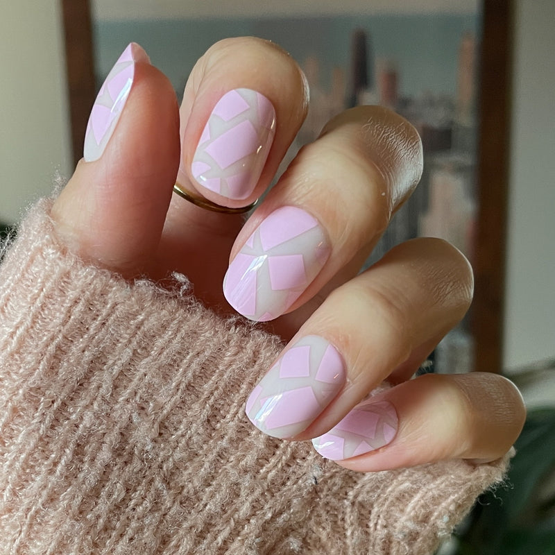 Scattered Squares | Short | Squoval - Tab Press-On - Tab Press-On