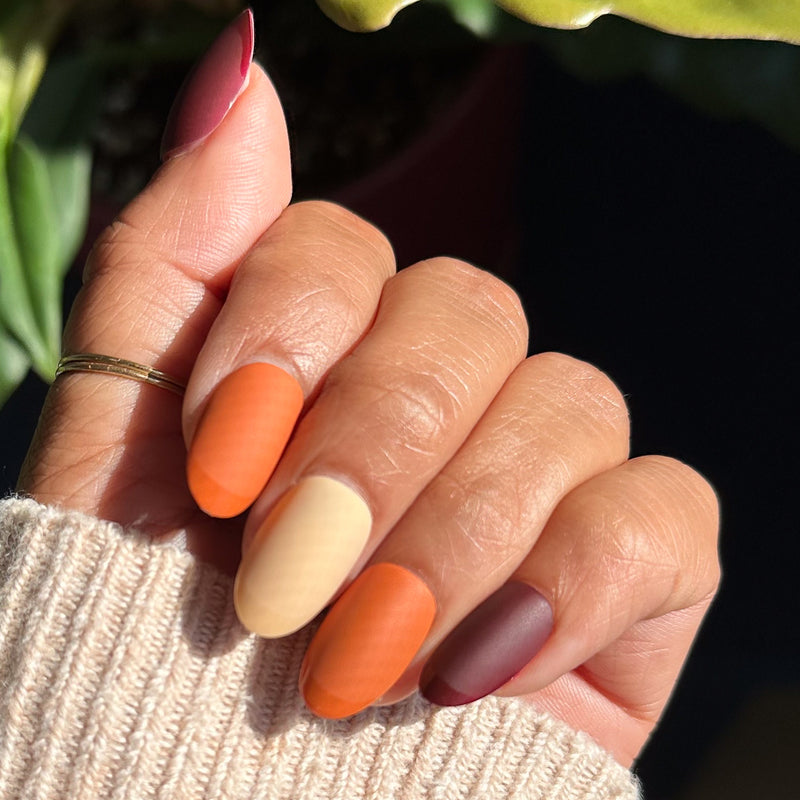 picture of Mixed Matte Fall French - Press-On | Medium | Oval