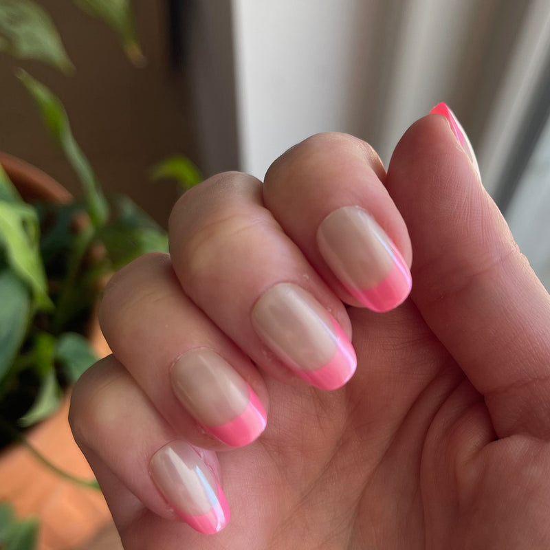 picture of Pink Chrome French - Press-On | Short | Round