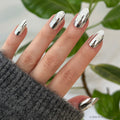Dark Saber Holographic Chrome - Press-Ons | Medium | Almond - Press-On thumbnail