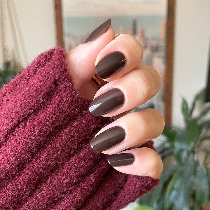 Elegant Dark Chocolate Nail Design