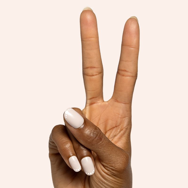 picture of Dotted French | Short | Round - Tab Press-On