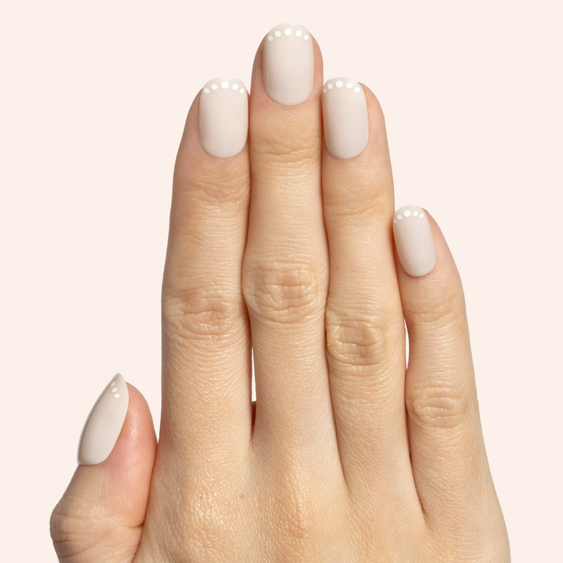 picture of Dotted French | Short | Round - Tab Press-On