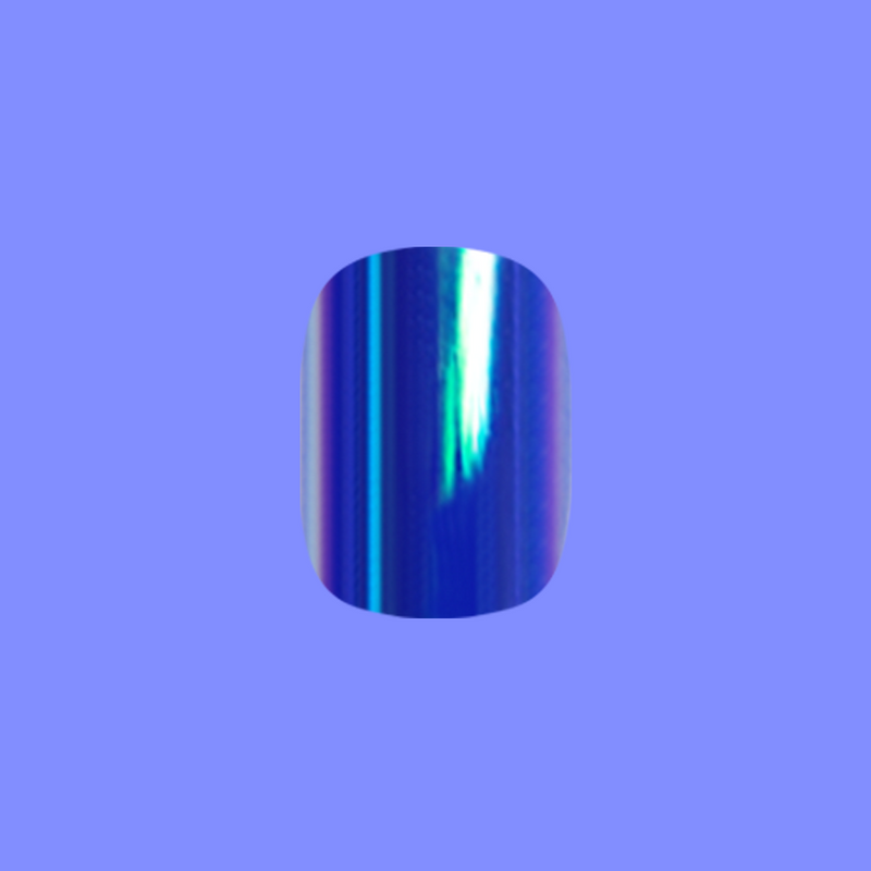 Electric Blue Iridescent Chrome - Press-On | Extra Short | Squoval second image