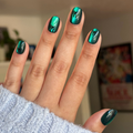 Emerald Velvet with Black Bow - Tab Press-On | Extra Short | Round thumbnail