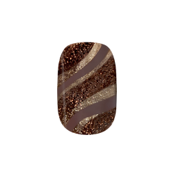 Espresso Shimmer Swirl - Press-On | Short | Squoval