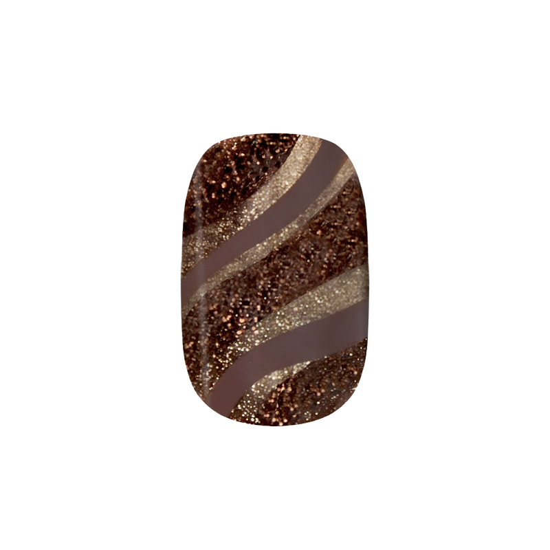 Espresso Shimmer Swirl - Press-On | Short | Squoval