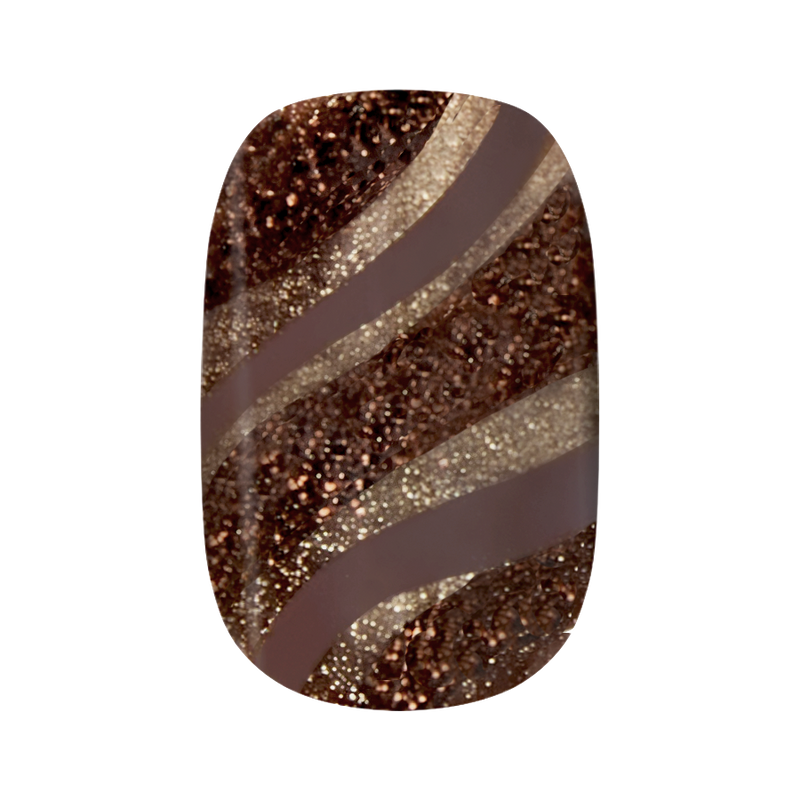 Espresso Shimmer Swirl - Press-On | Short | Squoval