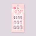 Fairy Velvet | Extra Short | Squoval - Tab Press-On nails with pink and purple gradient and shimmer for easy at-home mani