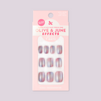 Fairy Velvet | Extra Short | Squoval - Tab Press-On nails with pink and purple gradient and shimmer for easy at-home mani