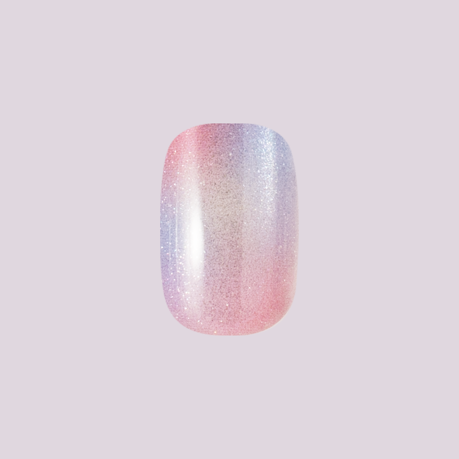Fairy Velvet | Extra Short | Squoval - Tab Press-On nail with pink and purple gradient and shimmer for an easy mani at home