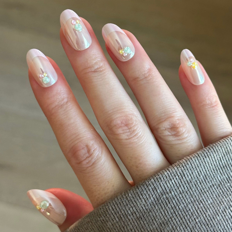 picture of Frosted Candy Pink French - Press-On | Medium | Oval