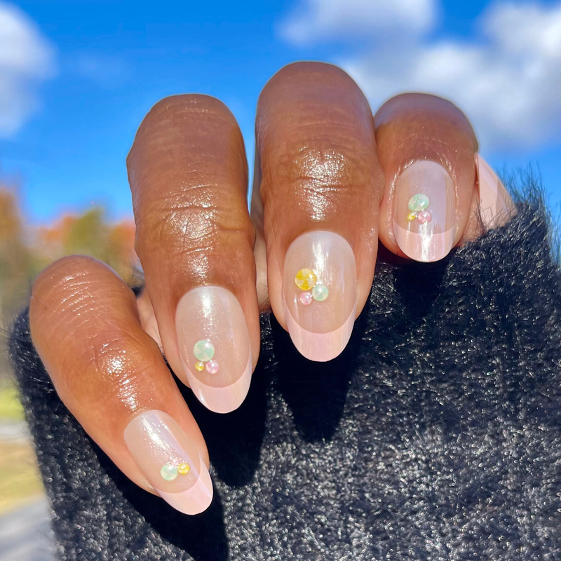 picture of Frosted Candy Pink French - Press-On | Medium | Oval