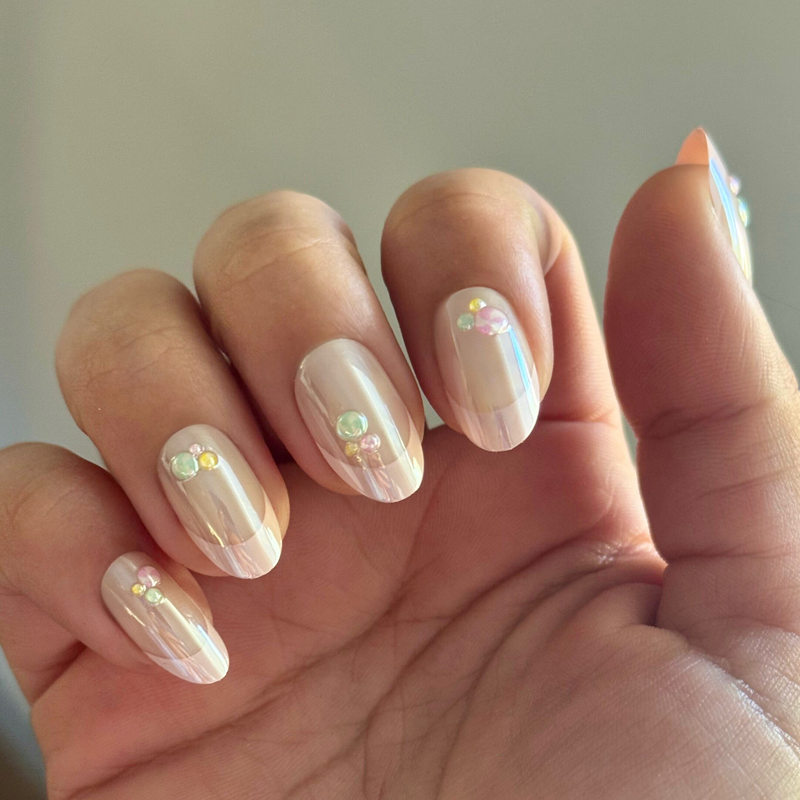 picture of Frosted Candy Pink French - Press-On | Medium | Oval