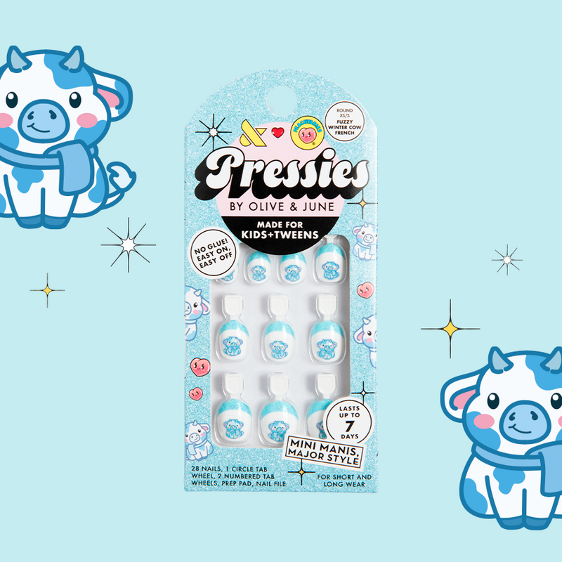 Fuzzy Winter Cow French - Pressies | Extra Short Short | Round - Pressies