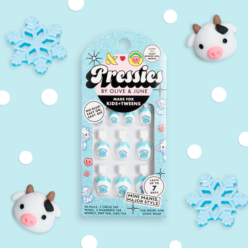 Fuzzy Winter Cow French - Pressies | Extra Short Short | Round - Pressies