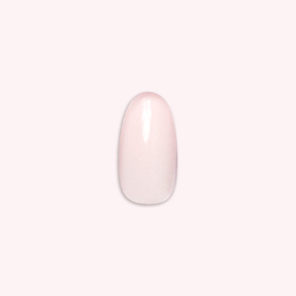 GH - Press-On | Medium | Oval showing single medium oval opaque glowy baby pink false nail on soft pink background